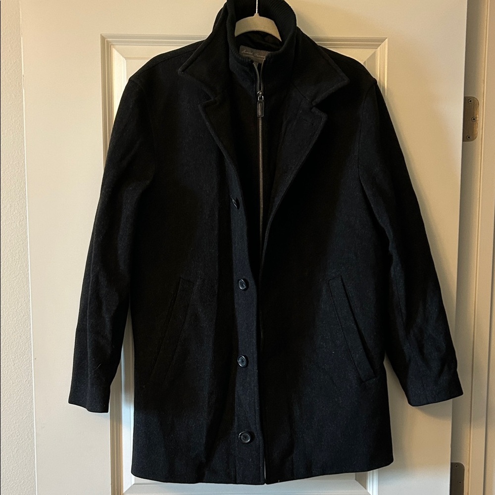 Men's Classic Charcoal Wool Coat EUC